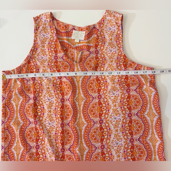 Violet & Claire Paisley Sleeveless Tank Top Orange Coral Size Small - Picture 4 of 7
